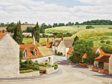 Malcolm Doughty (British, 20thC). Castle Mound, Castle Bytham, oil on canvas board, signed, dated 1988, 44.5cm x 60cm.