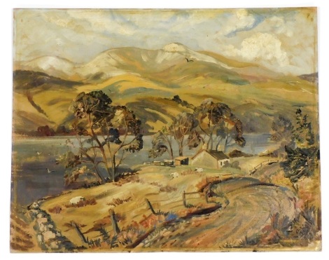 George Kelly (1920-1965). Back Road Loch Tay, towards Ben Lawers, oil on board, 51cm x 64cm.