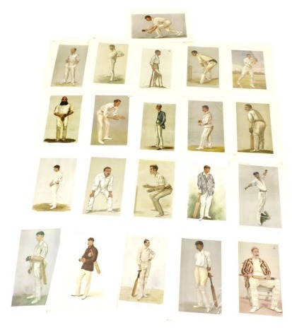 A group of Vanity Fair spy prints, to include English Cricket, The Demon Bowler, Father, Kent, Yorkshire, etc., unframed.