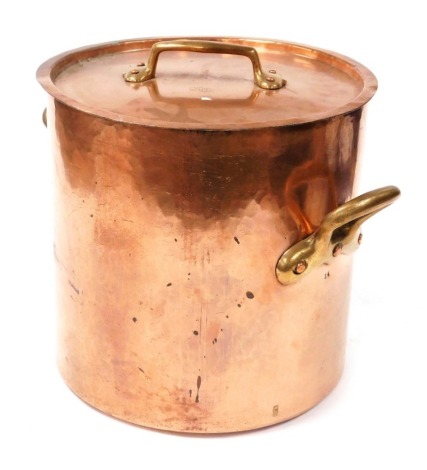 An early 20thC French copper cooking pot and cover, the lid and pot stamped Gaillard Paris, 35cm high.