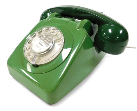 A GPO green two tone telephone, dial marked for Welton 60912.