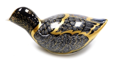 A Royal Crown Derby imari paperweight modelled as The Chatsworth Coot, limited edition 531/1000, with certificate.