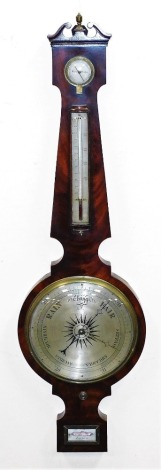 A 19thC mahogany cased wheel barometer, for J Warr, Luton, 107cm high.