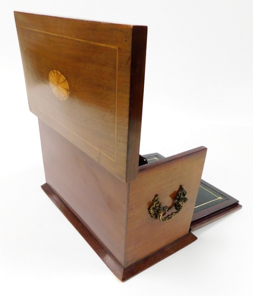 An Edwardian mahogany stationery box, with satinwood patera inlay and