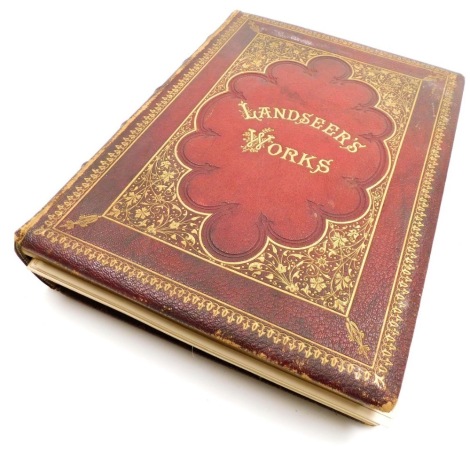 W Cosmo Monkhouse; The Works of Sir Edwin Landseer RA, illustrated with forty four steel engravings, gilt tooled red cloth, published by Virtue and Company Limited, London.