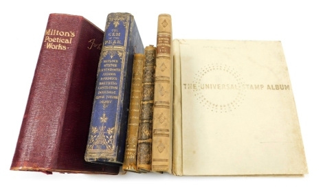 Books. W. Adam The Gem of the Peak, 6th edition, gilt tooled blue cloth; Milton's Poetic Works; Oliver Goldsmith The Vicar of Wakefield; Edward Lake, A Proprietary Service to a Devoted Worthy Reception of the Lord's Supper, 28th edition, printed by T Ward