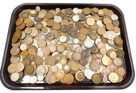 Victorian and later silver and copper coinage, including half crowns, florins, shillings and sixpences.