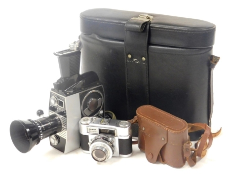 A Bolex P4 Zoom Reflex automatic cine camera, cased, together with a Braun Paxette camera, cased. (2)