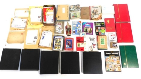 A stamp and postcard collection, Great Britain albums, First Day Covers, loose, etc. (1 box)