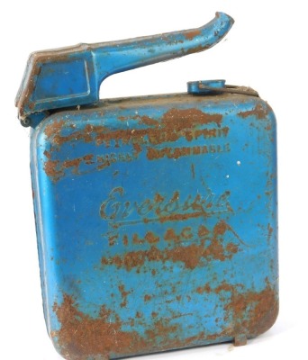 An Everight blue petrol can, 43cm high.