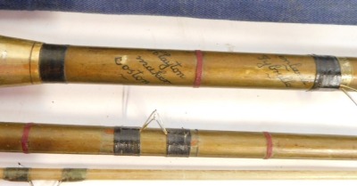 Various fishing rods enclosed in a Shakespeare rod bag, comprising of an Apollo steel rod, Shakespeare 1835 rod, split cane fishing rods and a multi-fibre Texas Colmics etc. (1 bag) - 4