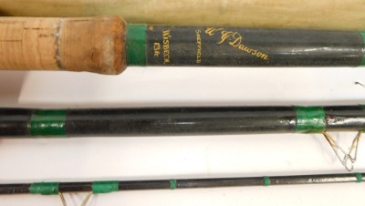 Various fishing rods enclosed in a Shakespeare rod bag, comprising of an Apollo steel rod, Shakespeare 1835 rod, split cane fishing rods and a multi-fibre Texas Colmics etc. (1 bag) - 6