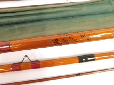 Various fishing rods enclosed in a Shakespeare rod bag, comprising of an Apollo steel rod, Shakespeare 1835 rod, split cane fishing rods and a multi-fibre Texas Colmics etc. (1 bag) - 10