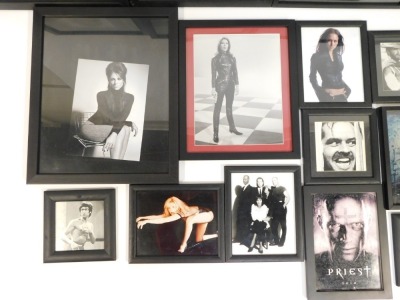 A group of framed celebrity photographs, some bearing signatures, to include Liz Hurley, Adam West, etc, all framed and glaze. (a quantity) - 4