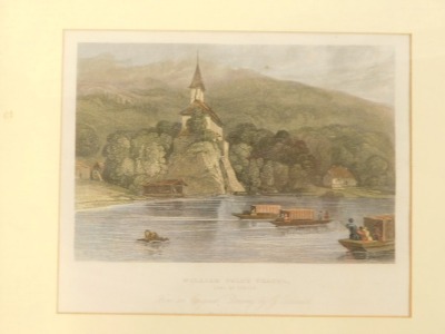 A group of coloured engravings, Niagara Falls, Tattershall Bridge, The Views of Heredith, etc, some mounted, others framed and glazed. (a quantity) - 9