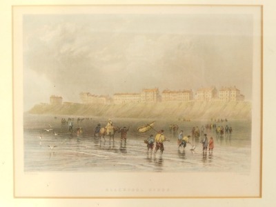 A group of coloured engravings relating to seaside towns, Dover, Blackpool, Bolougne Harbour and others, all framed and glazed. (a quantity) - 5