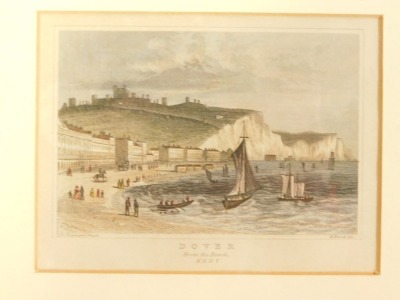 A group of coloured engravings relating to seaside towns, Dover, Blackpool, Bolougne Harbour and others, all framed and glazed. (a quantity) - 12