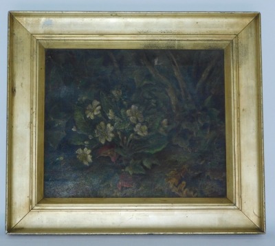 J Bubbins (19thC School). Floral still life, oil on canvas, signed and dated 1891, 26cm x 32cm, in gilt frame. - 2