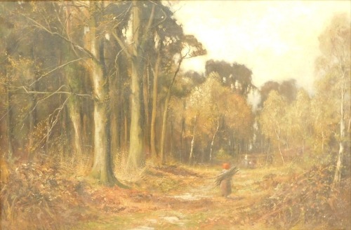 Henry Hadfield Cubley (1858-1934). In the woods, Dorrington, oil on canvas, 50cm x 75cm.