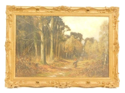 Henry Hadfield Cubley (1858-1934). In the woods, Dorrington, oil on canvas, 50cm x 75cm. - 2