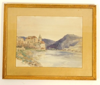 H Faulhaber (20thC School). Lake and partial town scene, watercolour, signed, 25cm x 31cm, framed and glazed. - 2