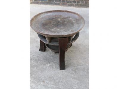 A late 19th/early 20thC Asian rice table of tripod form with detachable under shelf