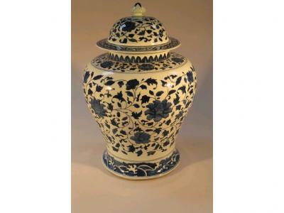 A 19thC Chinese blue and white baluster vase