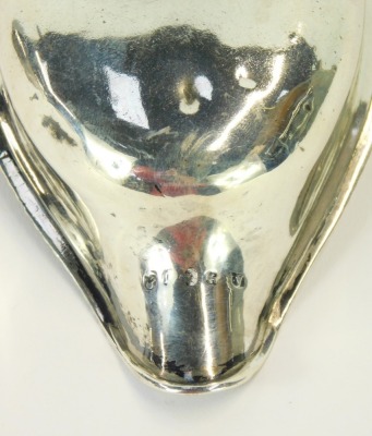 A George III silver pap boat, with gadrooned edge, hallmarks rubbed, possibly 1815, 1½oz. - 2