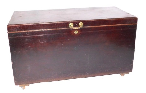 A George III mahogany silver chest, with brass fittings, 70cm high, 139cm wide, 65cm deep. To be sold WITHOUT RESERVE.