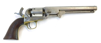 A 19thC Colt's patent No. 116545 Navy revolver, the 18cm barrel stamped ADDRESS CO. SAMl. COLT NEW-YORK USA, 34cm long.