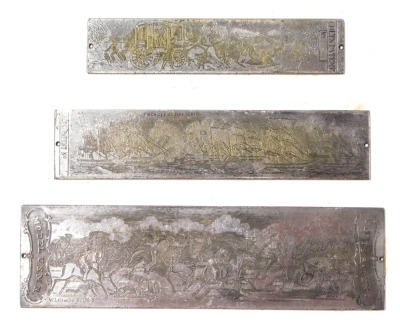 Three Samuel Colt's patent engraved steel printing plates, 15, 23 & 10cm long.