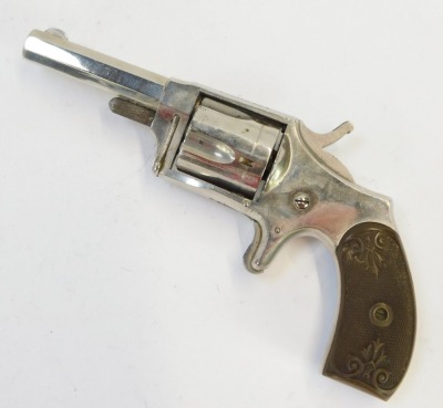 A Hopkins & Allen MFG Co. Ranger No. 2 five shot rim fire revolver, PAT MCH 28.71 MAY 27.79, 17.5cm long, in leather holster stamped 832. - 2