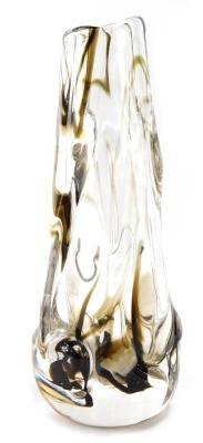 A Whitefriar's style art glass vase, with bubble and brown swirl design, 24cm high.