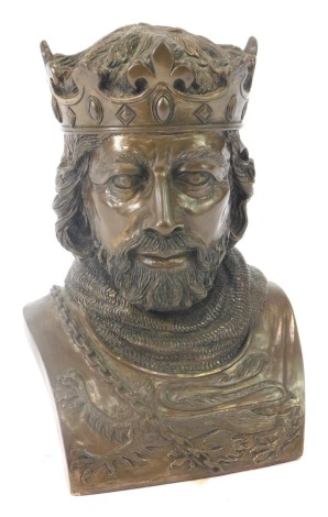 D H Morton. Richard The Lionheart, bronze bust, for Marcus Designs 1975, incised marks, 19.5cm high.