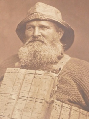 Francis (Frank) Meadow Sutcliffe (1853-1941). Henry Freeman lifeboat man of Whitby North Yorkshire, carbon print, hand signed and stamped, with pencil signature 30cm x 23cm. Freeman is pictured wearing the cork life jacket that saved his life as the only