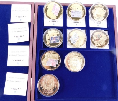 Various limited edition coins, GB British banknotes, commemorative, including William Shakespeare, gold plated, proof. (9 coins with some paperwork partially boxed)