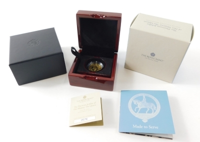 A Royal Mint Platinum Jubilee Her Majesty The Queen gold proof coin, ¼oz, £25, cased with outer box and paperwork. - 3