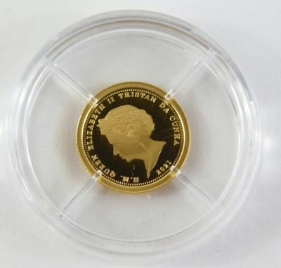 A 24ct gold 2021 laurel five pound gold proof coin, 0.5g, in associated packaging, with some paperwork. - 2