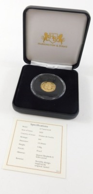 A 2020 Harrington & Byrne half laurel gold proof coin, 4g, in outer case and box. - 3