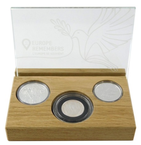 A You Who Remembers silver anniversary three coin set, in outer box.