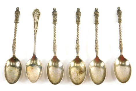 Six Apostle spoons, various makers, 2oz and a further teaspoon.