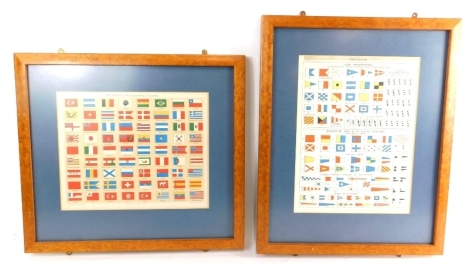 A Code International flag French school aide, and another, 23cm x 26cm, each framed. (2)