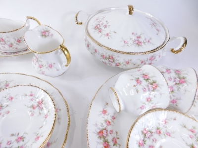 A Paragon Victoriana Rose part dinner service, to include a lidded tureen and an open tureen, 30cm wide, meat plate, gravy boat on stand, bowls, cups, saucers, etc. (a quantity) - 2