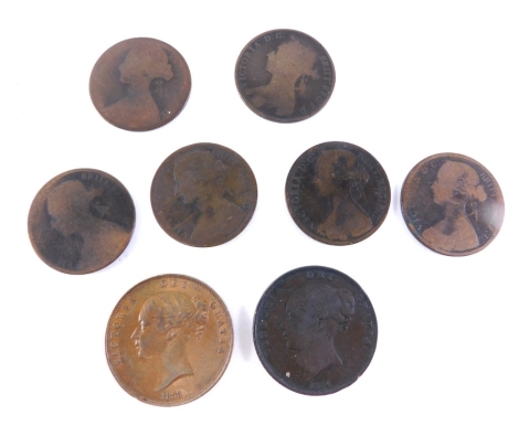 Eight Victorian pennies, to include 1854, 1855, 1864-1868, etc. (a quantity)