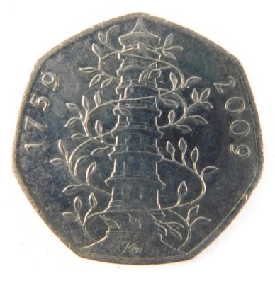 A Kew Gardens 1759-2009 commemorative fifty pence coin.