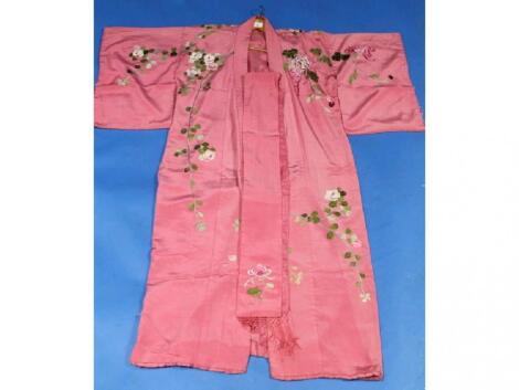 A Chinese pink silk coat