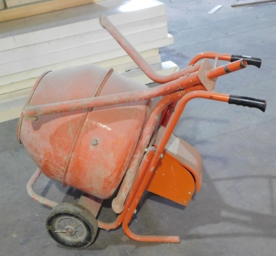 A portable concrete mixer and stand, 110 volt. VAT is also payable on the hammer price of this lot. - 4