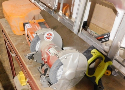 A work bench with grinder, single phase, and various sundries. VAT is also payable on the hammer price of this lot. - 3