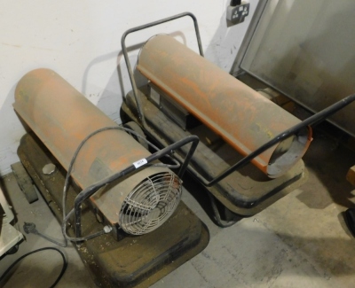 Two warehouse blow heaters, single phase. VAT is also payable on the hammer price of this lot.