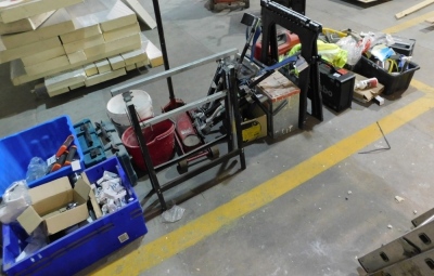 A large group lot of sundries, including decorator's items, trestles, standing extension, plumbing fittings, trolley jack, etc. VAT is also payable on the hammer price of this lot. - 2